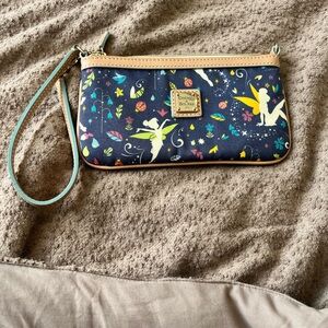 2015 Dooney & Bourke Tinker Bell Wristlet - Navy with Pastel Fairytale Print